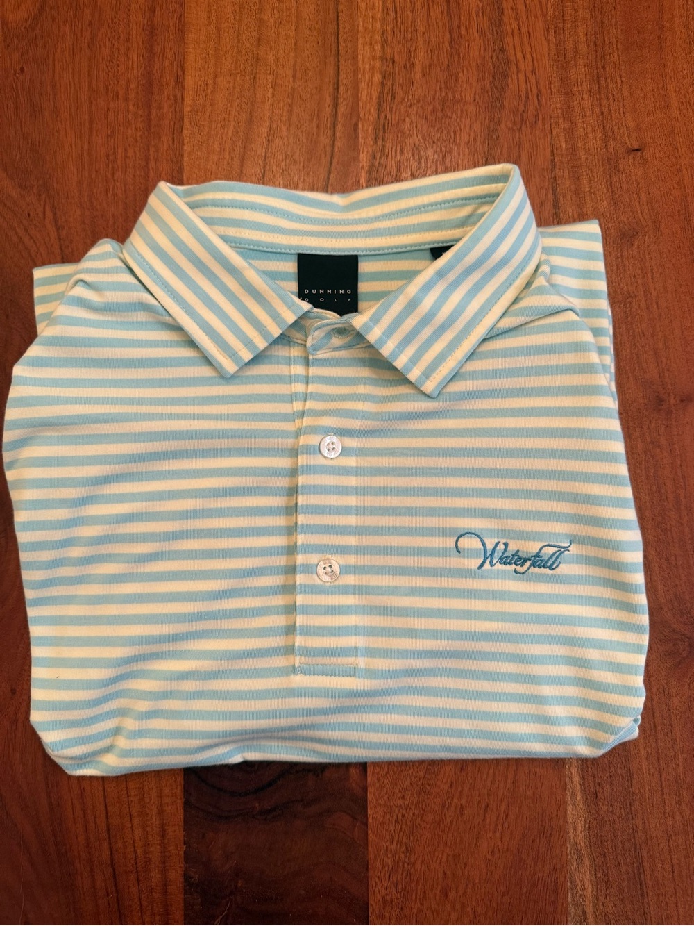 Waterfall Striped Polo Shirt - Light Blue & White